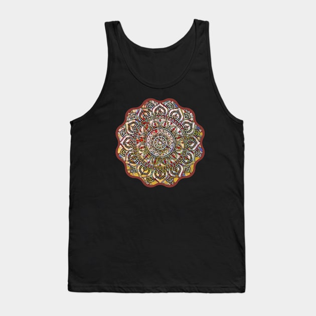 Digital Fluid Art Design from Original Flip Cup Technique - Colorful Mandala Tank Top by AussieMumaArt